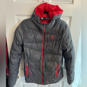 Spyder mens puffer polar jacket coat with hood